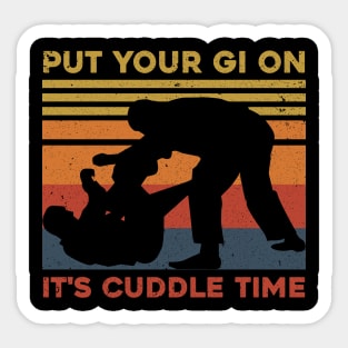 Put Your Gi on It's Cuddle Time Funny Japanese Jiu Jitsu Sticker